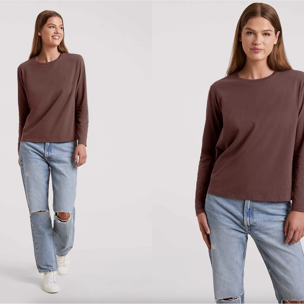 nuuds Long Sleeve Everyday Tee in Coffee